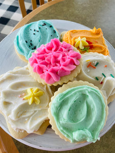 Frosted Sugar Cookies (Robin egg, flowers ) 20 ct or 12 ct