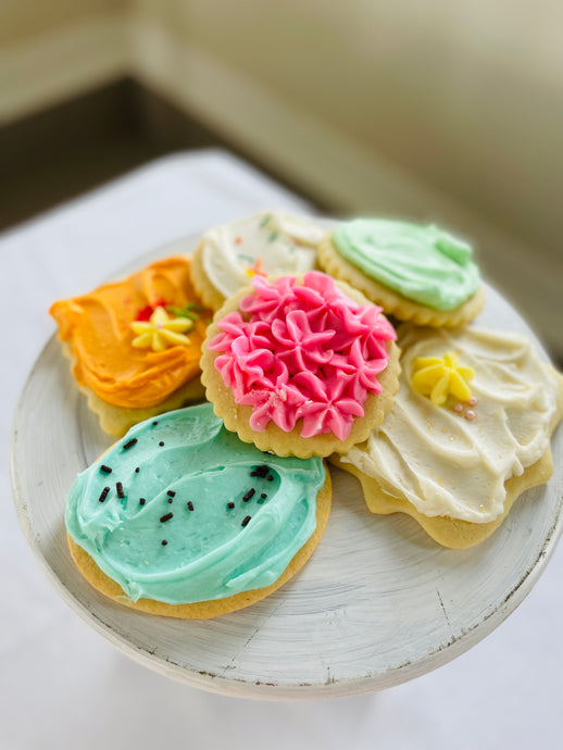 Frosted Sugar Cookies (Robin egg, flowers ) 20 ct or 12 ct