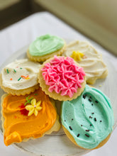 Load image into Gallery viewer, Frosted Sugar Cookies (Robin egg, flowers ) 20 ct or 12 ct