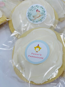 "Your Special Day Label"  Frosted Sugar Cookie (Pink, White or Blue)