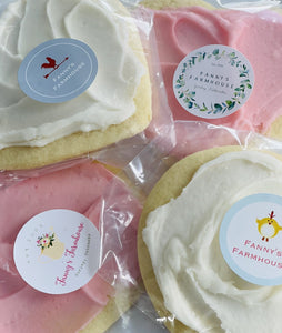 "Your Special Day Label"  Frosted Sugar Cookie (Pink, White or Blue)